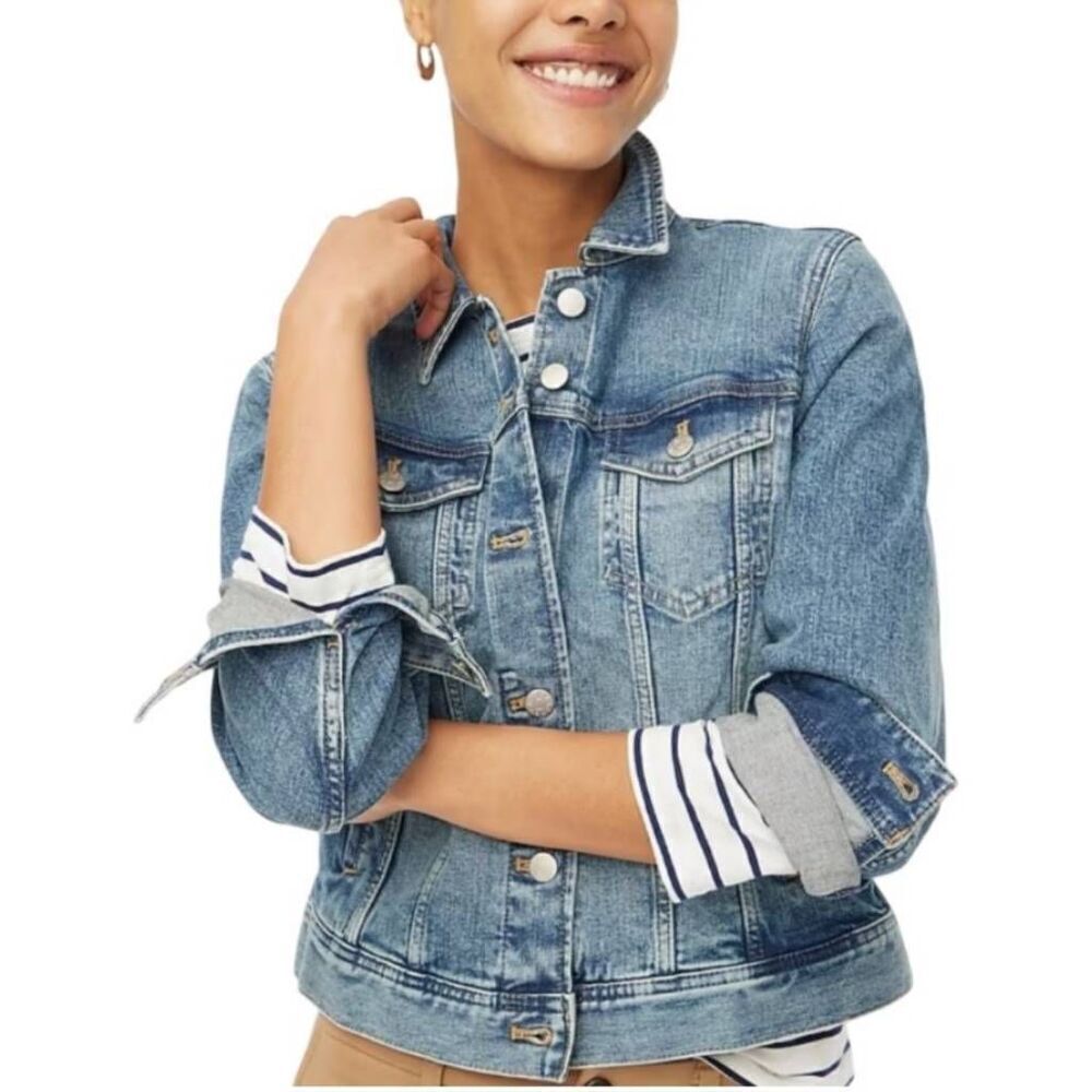 J Crew Classic Denim Jean Jacket with copper Buttons size XS